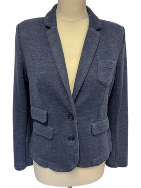 WHISTLES BLUE FITTED COTTON BLEND JACKET